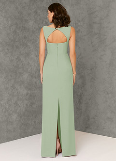 Azazie Flori Bridesmaid Dresses Dusty Sage Sheath Square Neckline Chiffon Dress image2