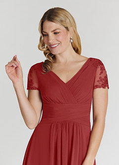 Azazie Thais Kleider für die Brautmutter A-Linie Spitze Chiffon Kleid Rost image5