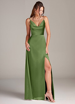 Azazie Sarella Bridesmaid Dresses Juniper A-Line Pleated Stretch Satin Dress image3