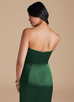 Azazie Aura Bridesmaid Dresses Dark Green Mermaid Metallic Satin Convertible Dress image4