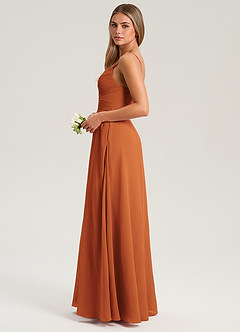 Azazie Terese Bridesmaid Dresses Cinnamon A-Line Pleated Chiffon Dress image4