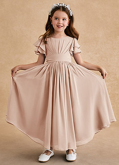 Azazie Ali Flower Girl Dresses English Rose A-Line Pleated Chiffon Dress image1