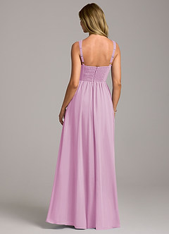 Azazie Rosaline Robes de demoiselle d'honneur Robe Trapèze en Mousseline de soie Fente latérale Rose Bonbon image6