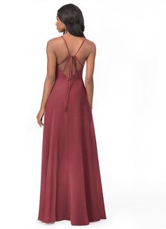 Azazie Everleigh Bridesmaid Dresses Merlot A-Line Sweetheart Pleated Chiffon Dress image2