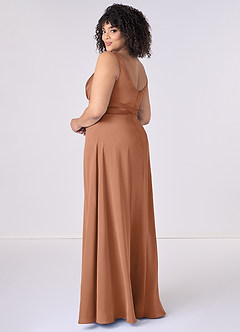Barbie ♥ Azazie Final Sale Bronzer A-Line Bow Stretch Satin Dress image7