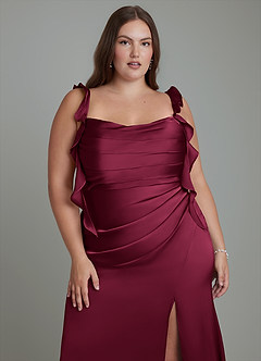 Azazie Jessamine Rochii de domnișoară de onoare Teacă Corset Satin elastic Lungime până la podea Rochie image10