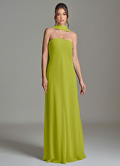 Azazie Ilana Bridesmaid Dresses Lemongrass A-Line Strapless Chiffon Dress image4