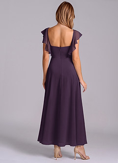 Azazie Leilani Jurken voor bruidsmeisjes Jurk van Chiffon met A-Lijn Ruches Pruim image2