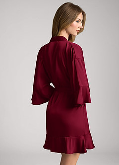 front Ruffled Satin Robe