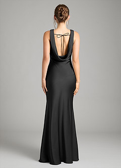 Azazie Rylina Bridesmaid Dresses Black Mermaid Stretch Satin Dress image2