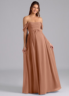 Azazie Saige Abiti da damigella d'onore premaman Abito A-Line Plissettato Chiffon Floor-Length image4