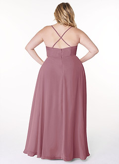 Azazie Naeem Bridesmaid Dresses Vintage Mauve A-Line V-Neck Ruffle Chiffon Dress image8