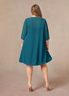 Azazie Olivia Abiti per la Madre della Sposa Abito A-Line in Chiffon Plissettato con Scollo Quadrato Blu Inchiostro image8