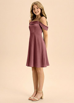 Azazie Anselie Junior Klä av A-Line i Stretch Satin Plisserad image4