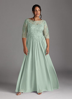 Azazie Harriet Mother of the Bride Dresses Agave A-Line Scoop lace Mesh Dress image9