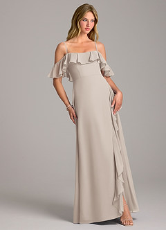 Azazie Aubrie Bridesmaid Dresses Frost A-Line Off the Shoulder Chiffon Dress image5