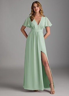 Azazie Zaniah Bridesmaid Dresses Agave A-Line Chiffon Dress image1