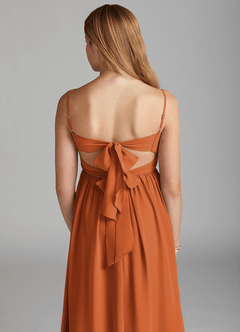 Azazie Zeya Junior Cinnamon A-Line Chiffon Dress image2