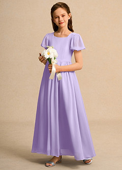 Azazie Lilia Junior Formal Flower Girl Klänningar Klä A-Linje i Chiffong med ärmar image3