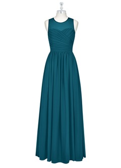 Azazie Nina Bridesmaid Dresses Ink Blue A-Line Pleated Chiffon Dress image6