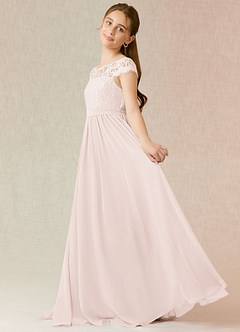 Azazie Silvermist Junior Rose Petal A-Line Pleated Chiffon Dress image5