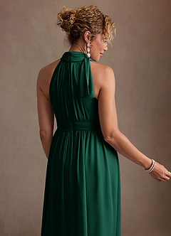 Azazie Antoinette Mother of the Bride Dresses Emerald A-Line Pleated Chiffon Dress image7