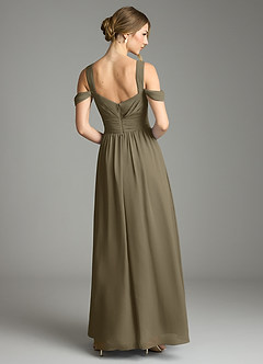 Azazie Lianne Bridesmaid Dresses Willow Green A-Line Off the Shoulder Chiffon Dress image7