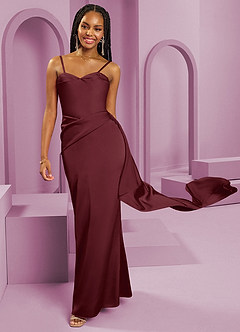 Barbie ♥ Azazie Bridesmaid Dresses Cabernet Sheath Strapless Stretch Satin Convertible Dress image3