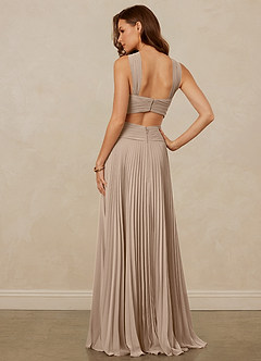 Christian Siriano Bridal for Azazie 1009 Final Sale Taupe A-Line Pleated Chiffon Dress image4