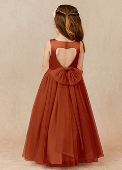 Azazie Muni Flower Girl Dresses Paprika A-Line Bow Tulle Dress image1