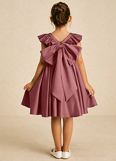 Azazie Sue Ellen Flower Girl Dresses Amethyst A-Line Bow Matte Satin Dress image2
