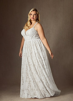 Azazie August Robes de mariée Robe Trapèze en Dentelle Blanc De Diamant image9