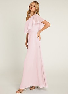 Azazie Lizzy Bridesmaid Dresses Blushing Pink A-Line One Shoulder Chiffon Dress image4