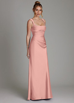 Azazie Agustina Brautjungfernkleider Meerjungfrau-Linie Korsett Stretch-Satin Kleid Rosettenrosa image4