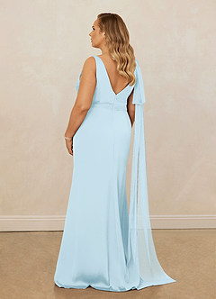 Christian Siriano Bridal for Azazie 1011 Vestidos de damas de honor Vestido de Azul Cielo de Satén Elástico de Corte Sirena con Lazo image12