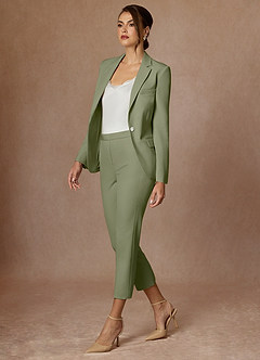 front Kennedy Pistachio Structured Stretch Dress Pants