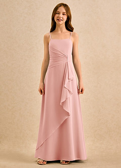 Azazie lolly Girls Formal Robe Demoiselle D'honneur Fillette Robe Trapèze en Mousseline de soie Plissée Rosette image4