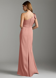 Azazie Rinna Brautjungfernkleider Meerjungfrau-Linie Gestreift Stretch-Satin Kleid Rosettenrosa image8