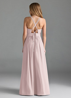 Azazie Farren Junior Blushing Pink A-Line Pleated Chiffon Dress image2