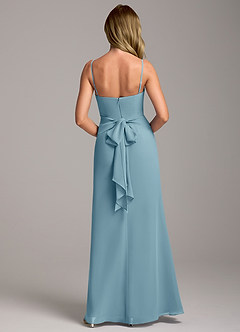 Azazie Tahlia Abiti da Damigella Abito A-Line in Chiffon Con Cintura Blu Lunatico image6