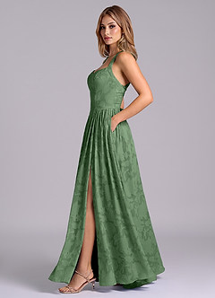 Azazie Francis Robes de demoiselle d'honneur Robe Trapèze en Blumen-Burnout Corset Eucalyptus image3