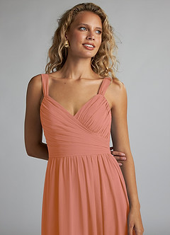 Azazie Aziza Bridesmaid Dresses MAI TAI A-Line V-Neck Pleated Chiffon Dress image5