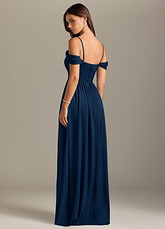 Azazie Calianna Bridesmaid Dresses Dark Navy A-Line Off the Shoulder Stretch Satin Convertible Dress image10