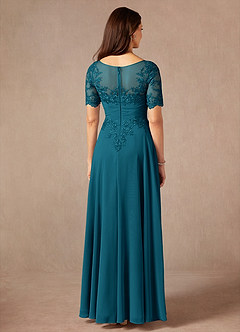 Azazie Raissa Abiti per la Madre della Sposa Abito A-Line in Chiffon Pizzo Blu Inchiostro image2