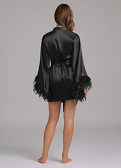 front 3-teiliges Loungewear-Set aus Satin mit Federärmeln