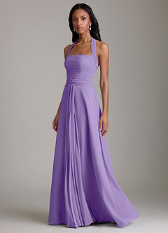 Azazie Clarisa Vestidos de damas de honor Vestido de Tahití de Gasa de Corte en A con Plisado image6