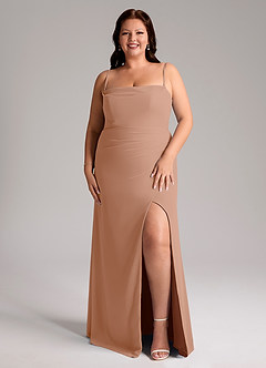 Azazie Leonis Abiti da Damigella Abito Convertibile Tubino in Chiffon Senza Cinturino Champagne Rosa image9