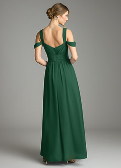 Azazie Lianne Bridesmaid Dresses Dark Green A-Line Off the Shoulder Chiffon Dress image7