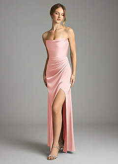 Azazie Leonis Final Sale Sangria Mermaid Pleated Stretch Satin Convertible Dress image1