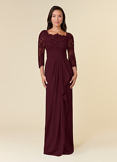 Azazie Bernadine Mother of the Bride Dresses Cabernet Sheath Lace Dress image1